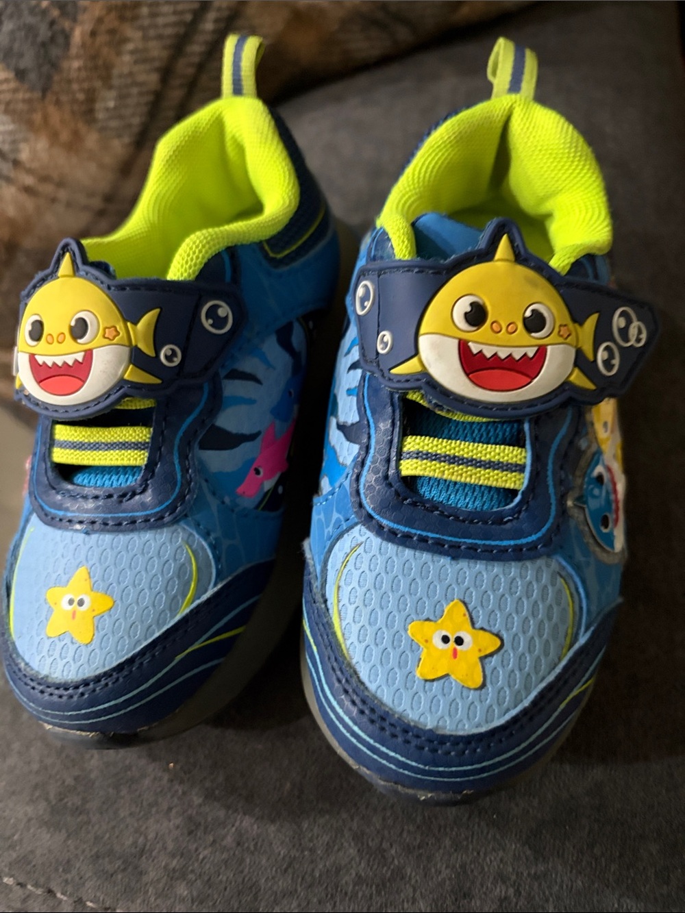 Kids Blue Shark Cartoon Light-Up Sneakers